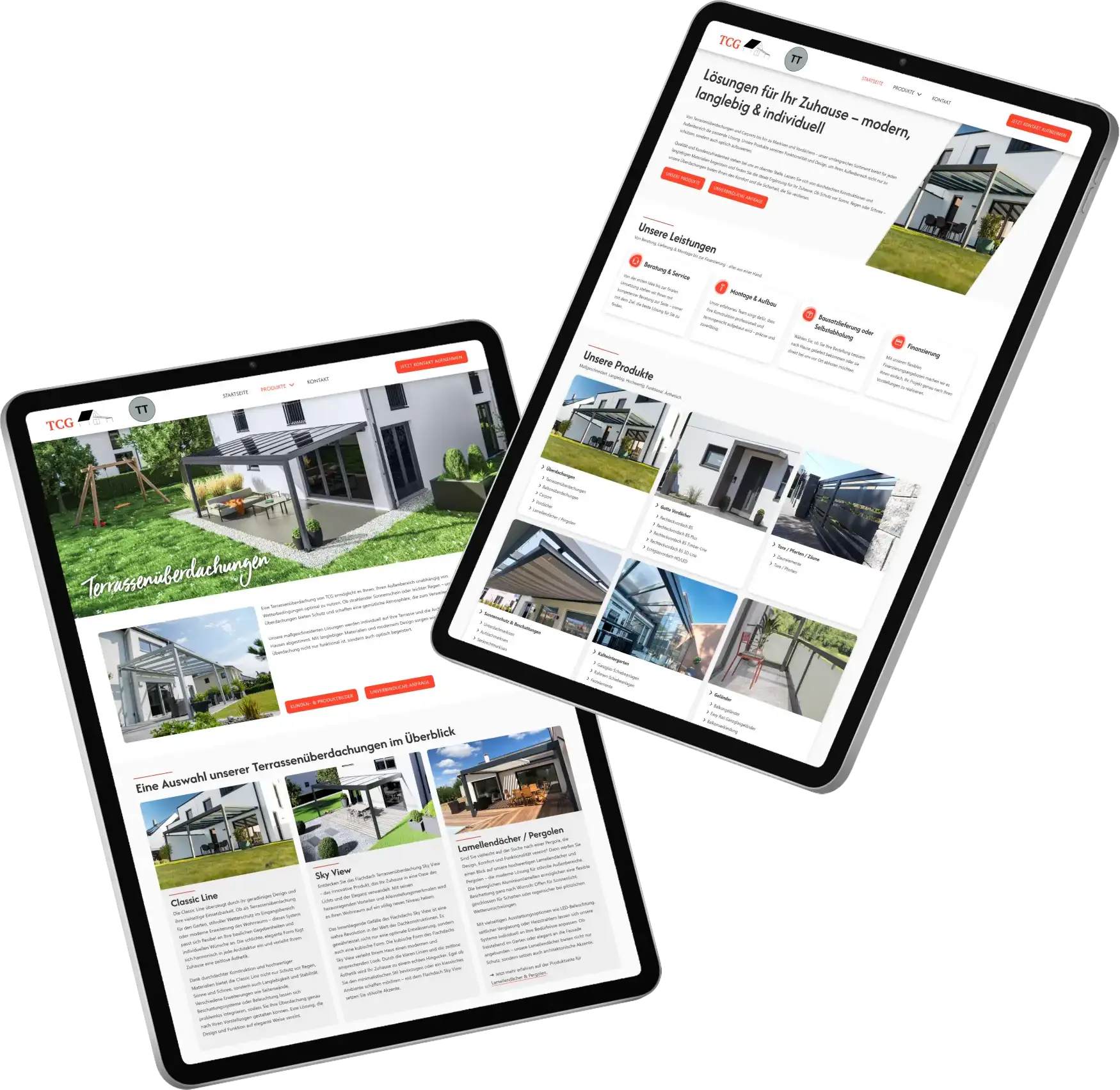Screenshot der Webseite von TCG-Team